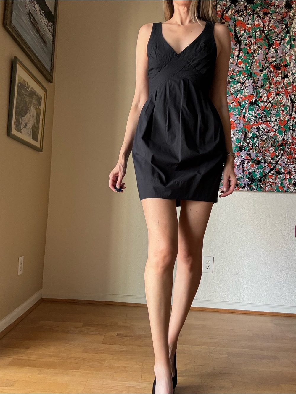 All Saints Black V-Neck Sleeveless Mini Dress